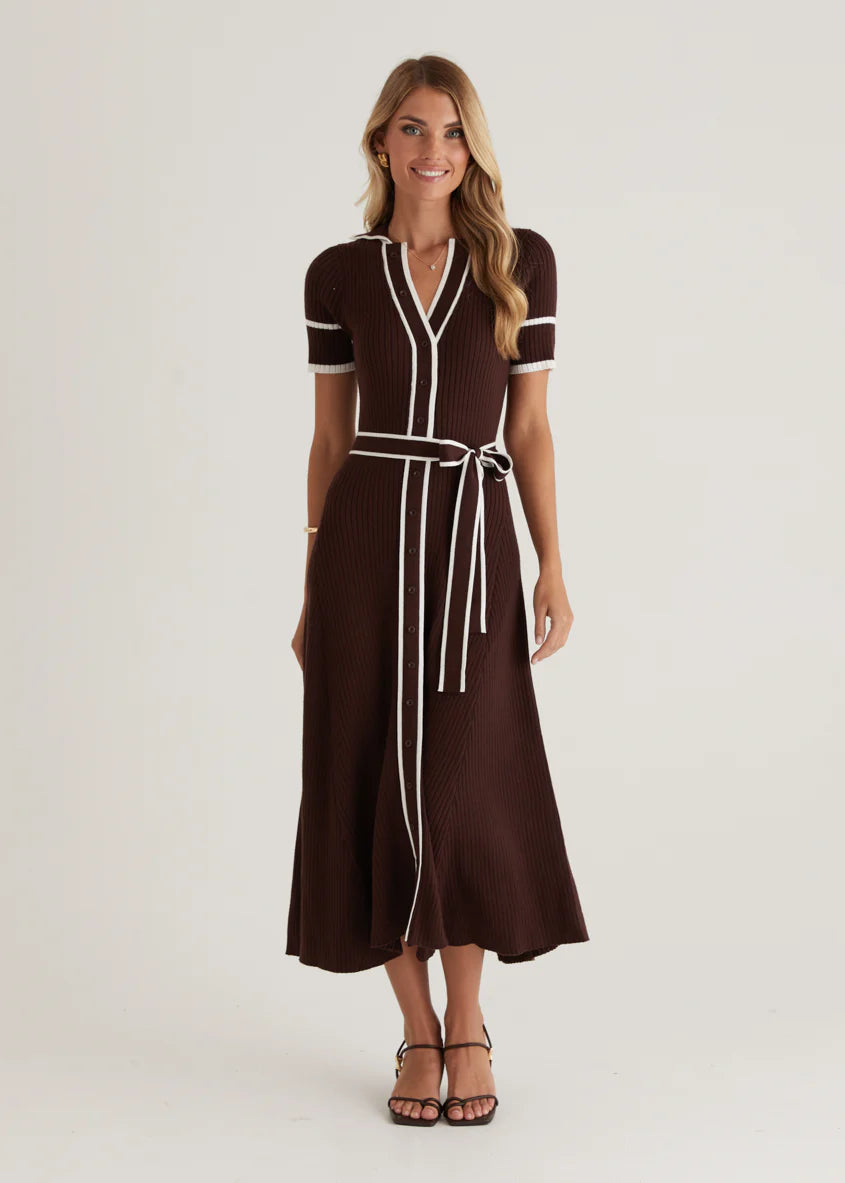 Jules Knit Midi Dress - Espresso