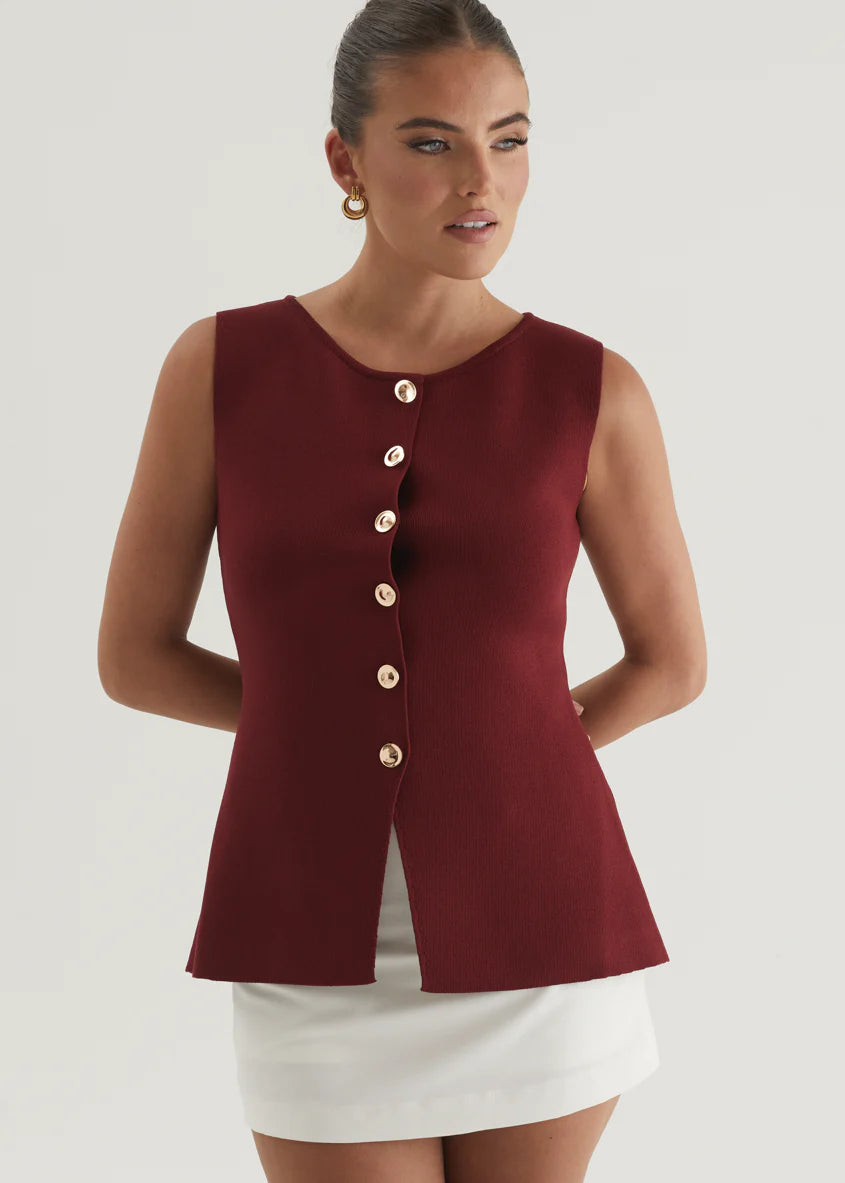 Tristy Knit Vest - Merlot