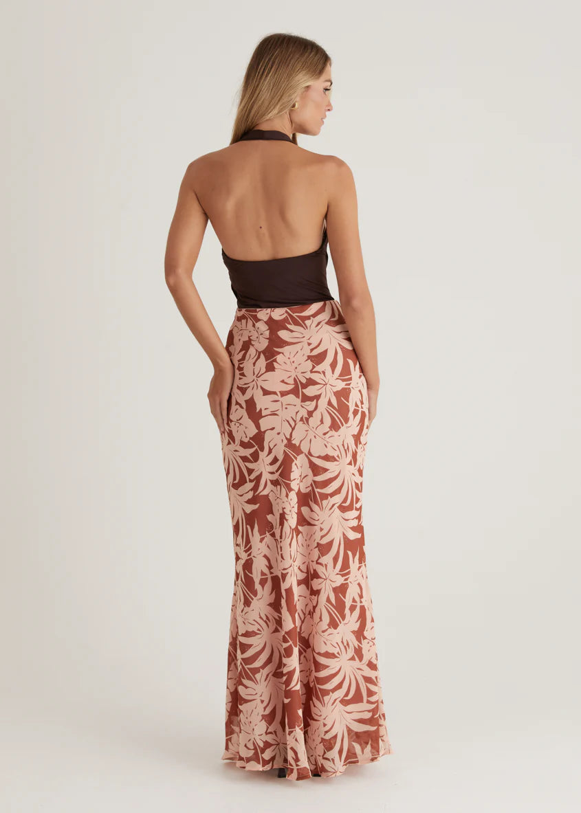 Cartez Maxi Skirt - Bronze Palm
