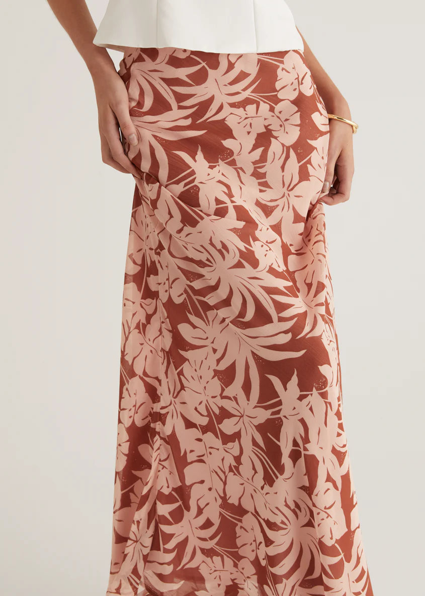 Cartez Maxi Skirt - Bronze Palm