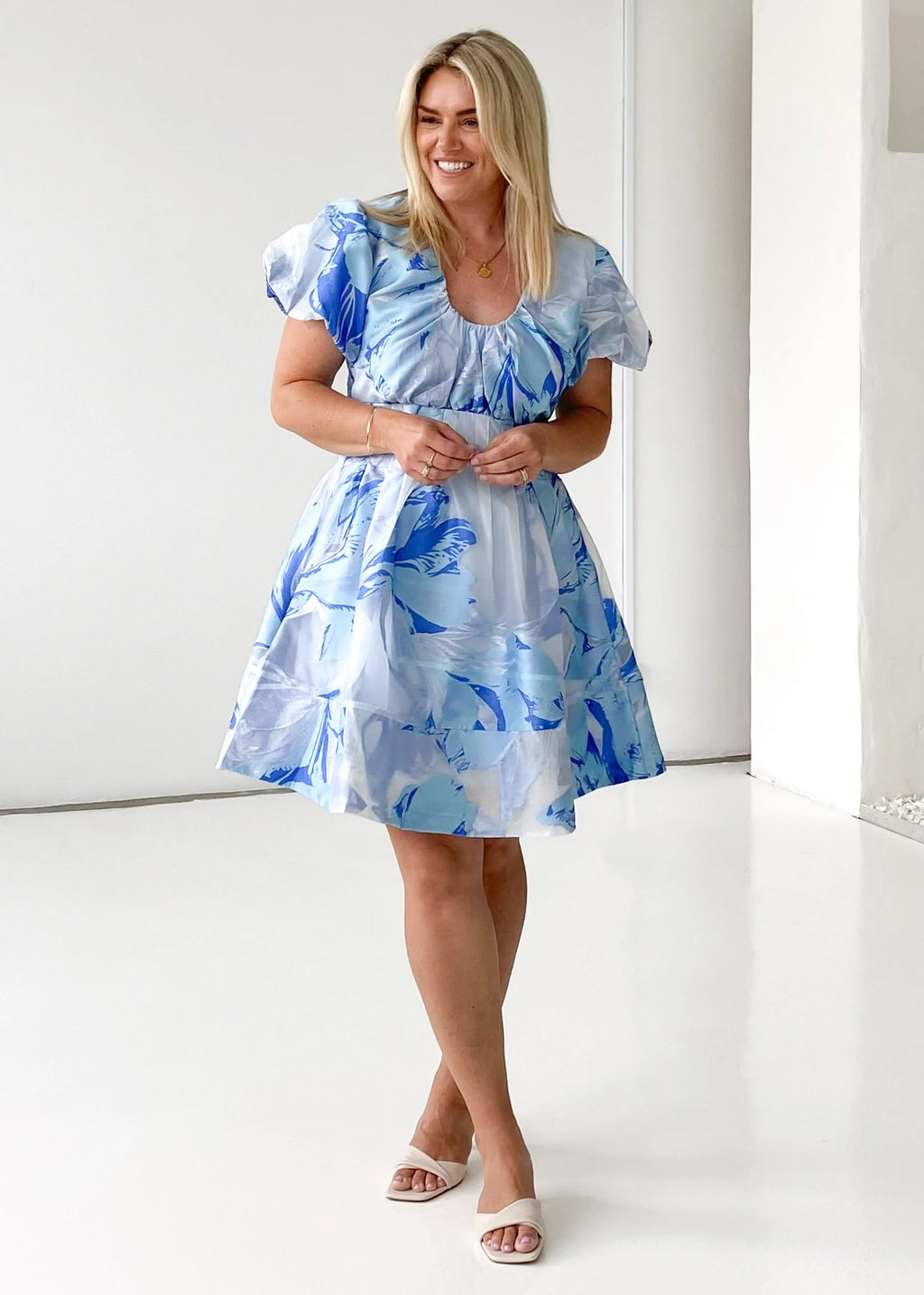 Dayna Dress - Sky Jacquard