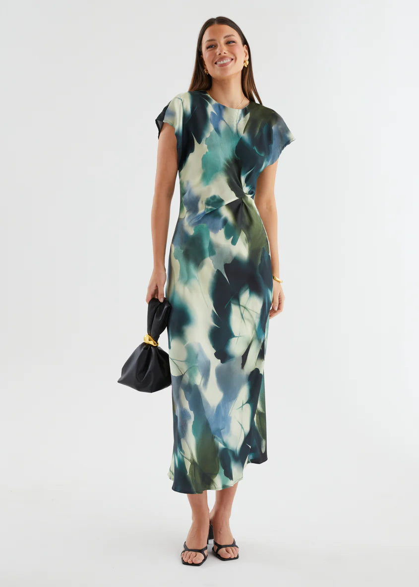 Odesza Maxi Dress - Olive Abstract