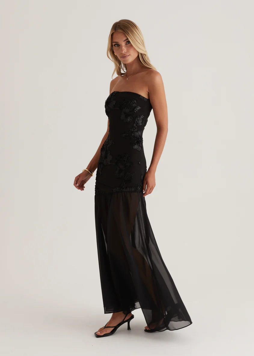 Prairie Strapless Maxi Dress - Black