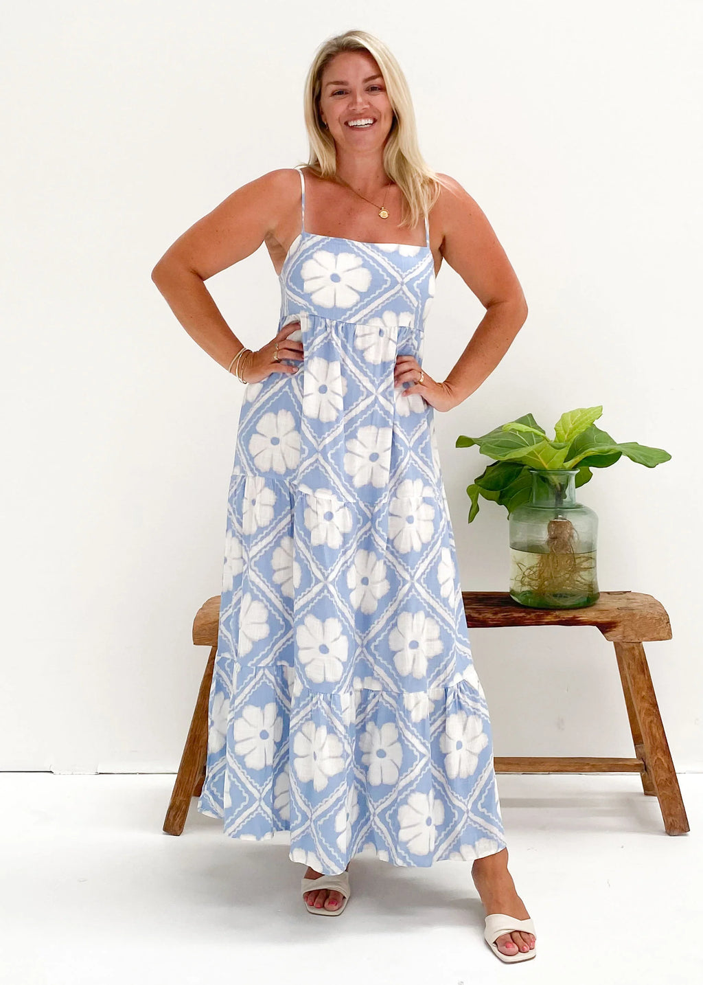 Noreen Maxi Dress - Blue Shibori