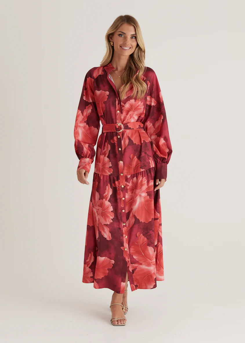 Marisa Maxi Dress - Red Floral