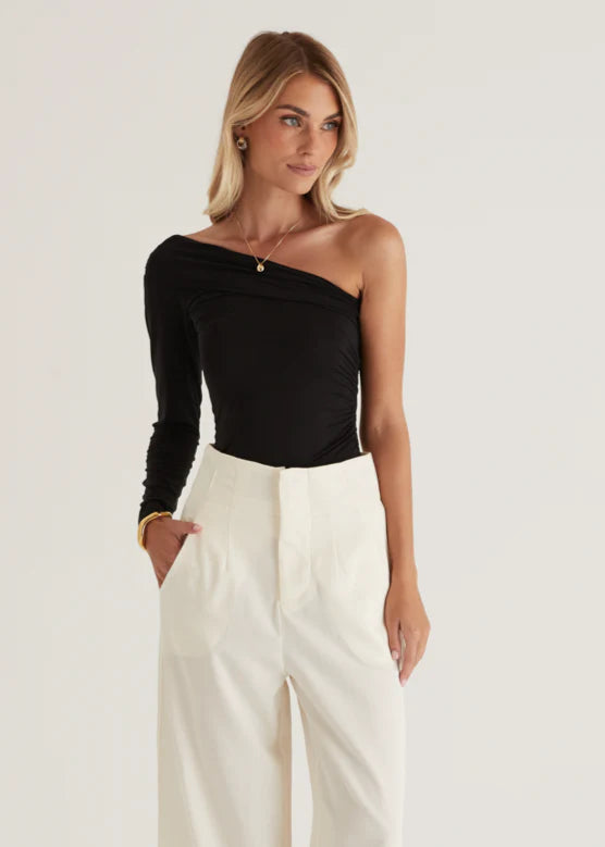 Hayler One Shoulder Top - Black