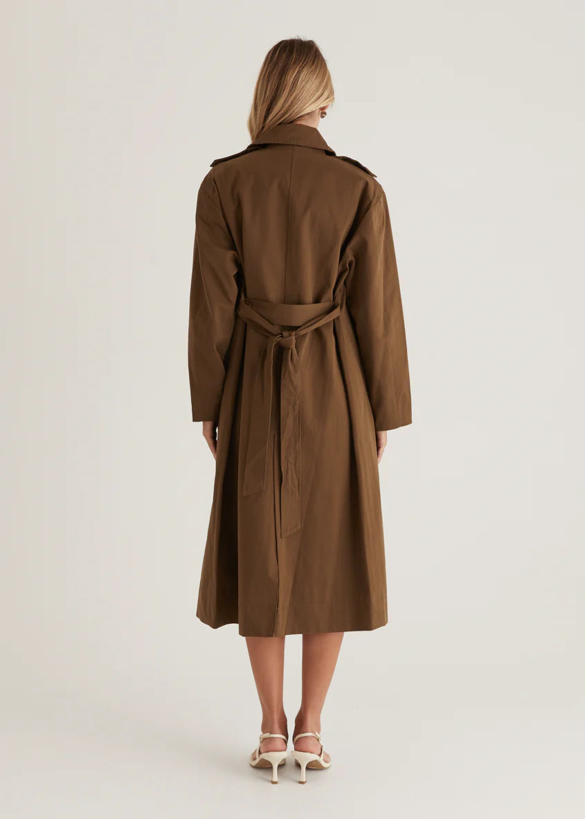 Lexxia Trench Coat - Dark Khaki