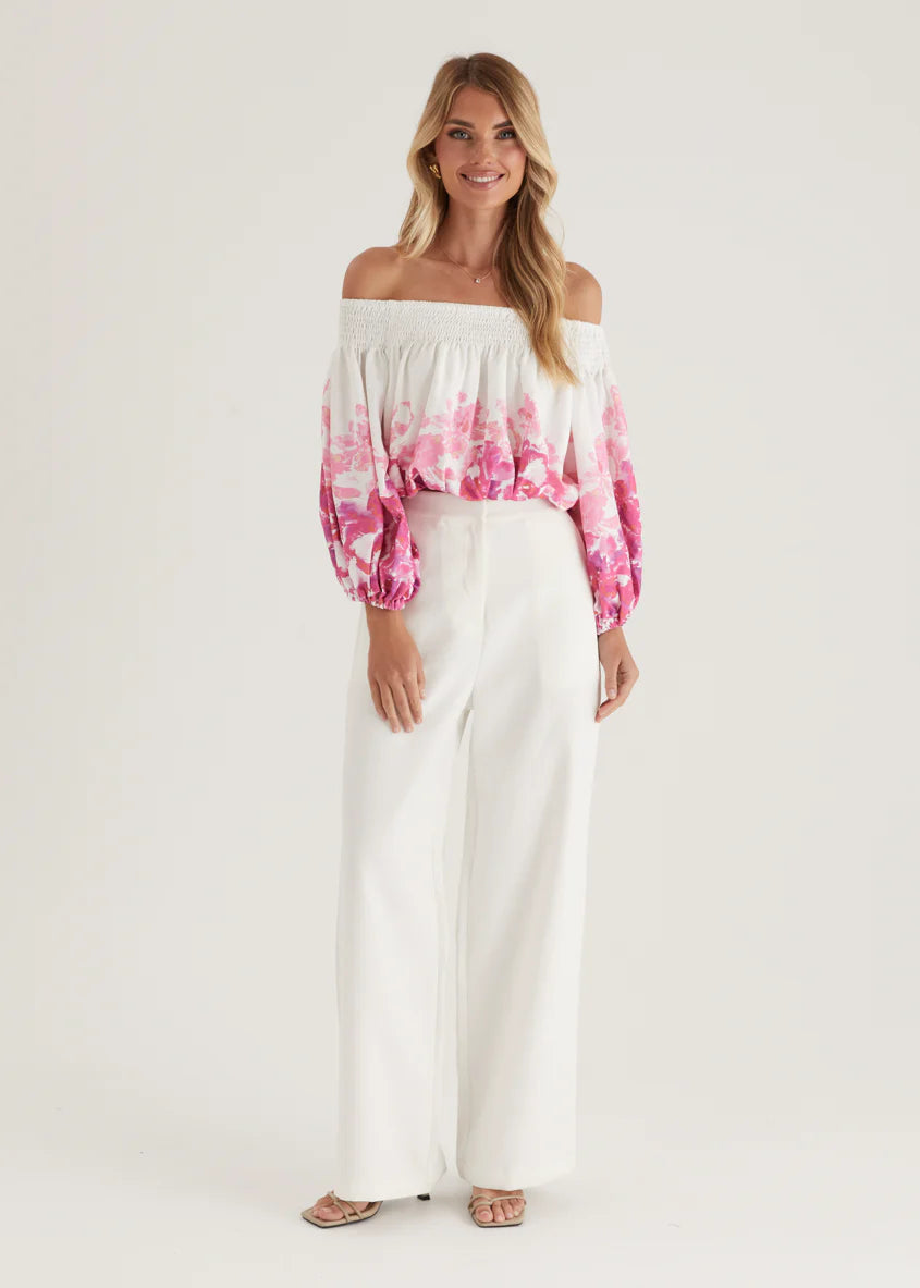 Averie Off Shoulder Top - Pink Floral