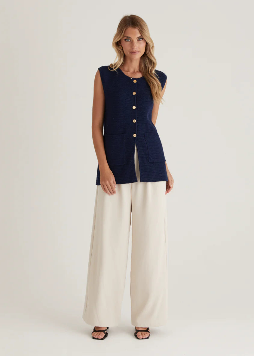 Tiffany Knit Vest - Navy