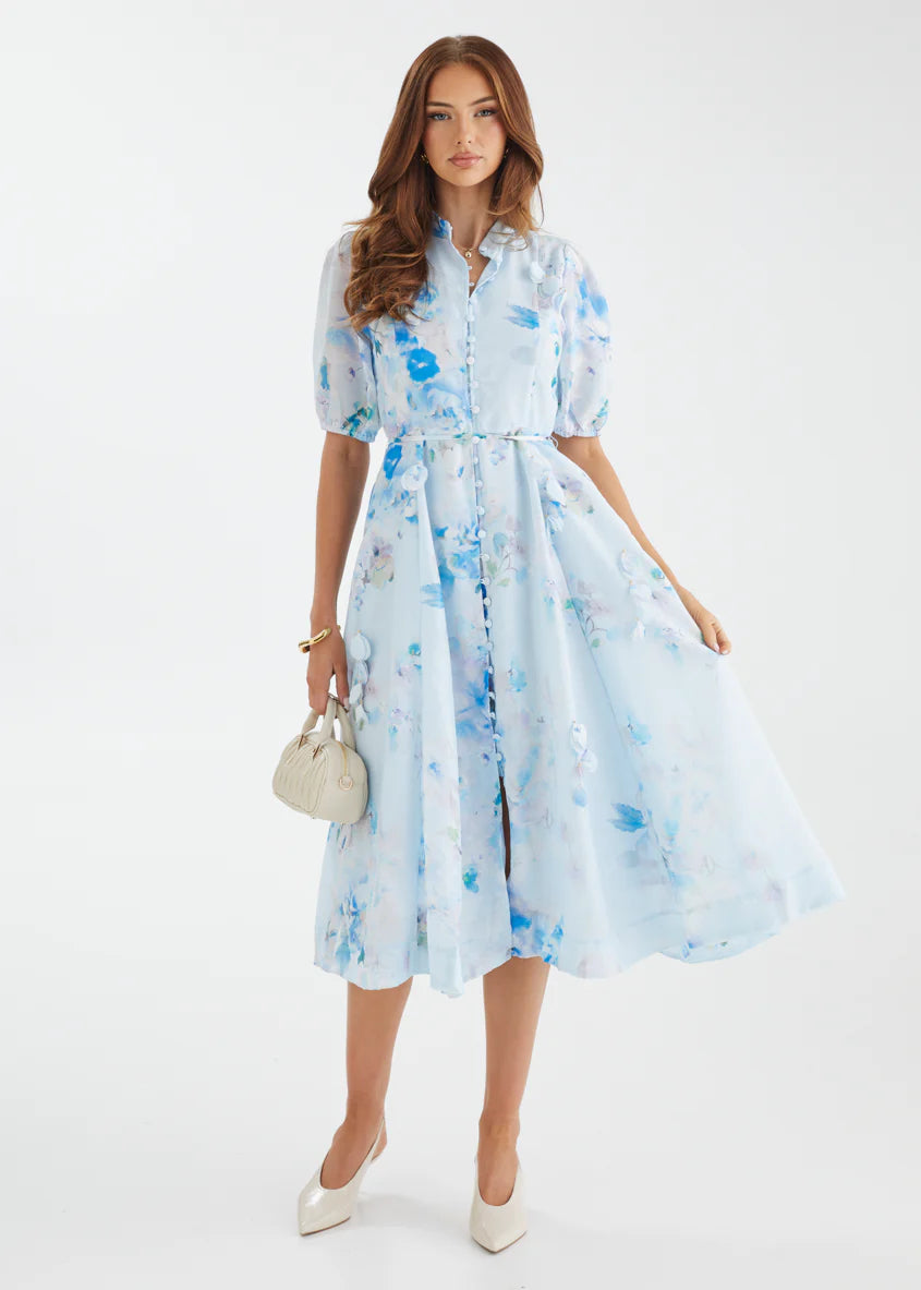 Nikita Midi Dress - Blue Floral