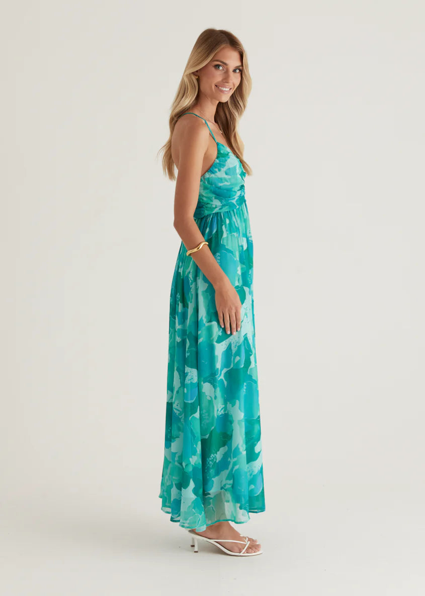 Tahitian Midi Dress - Green Rush