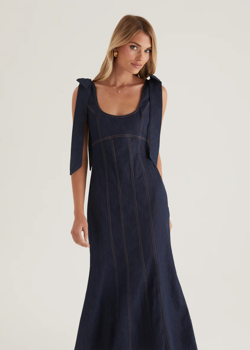 Adeline Denim Midi Dress - Indigo