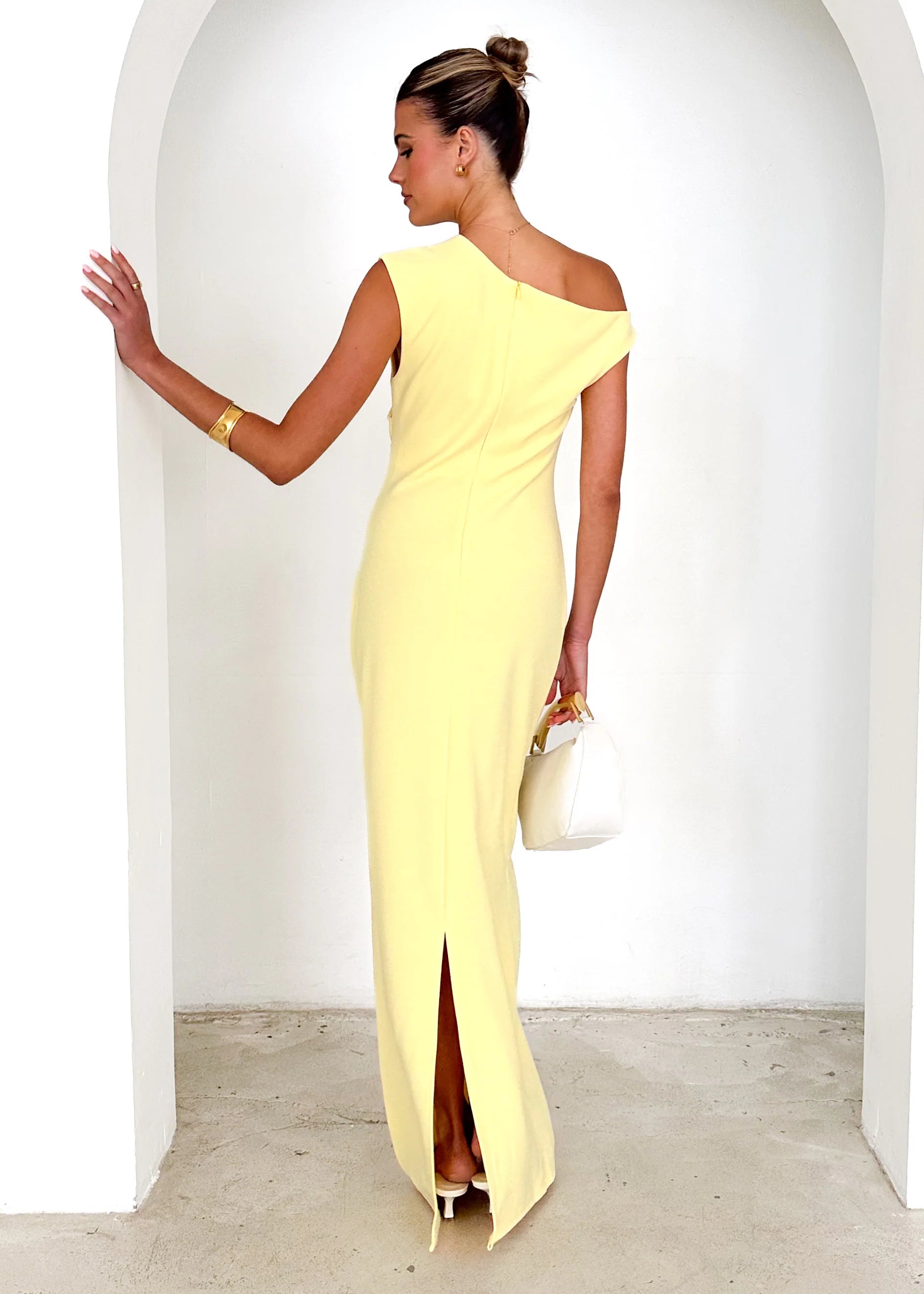 Carmella One Shoulder Maxi Dress - Lemon