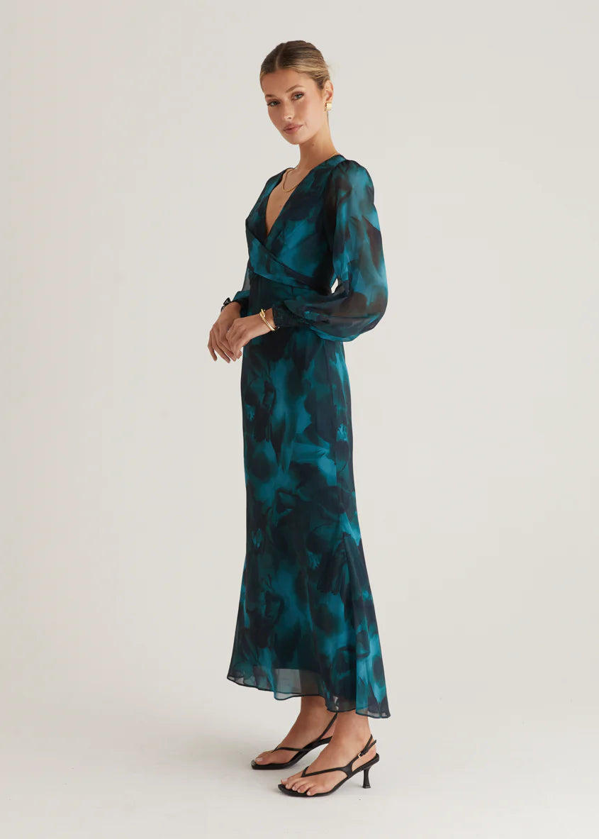 Camellia Midi Dress - Deep Lagoon