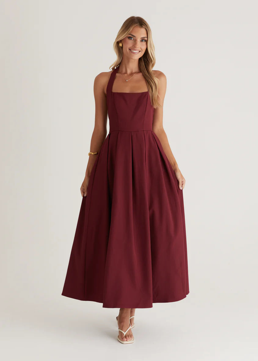 Leigh Halter Maxi Dress - Wine