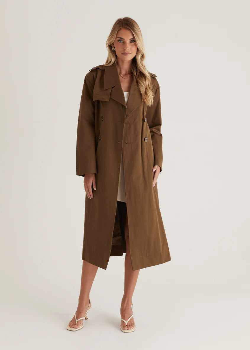 Lexxia Trench Coat - Dark Khaki