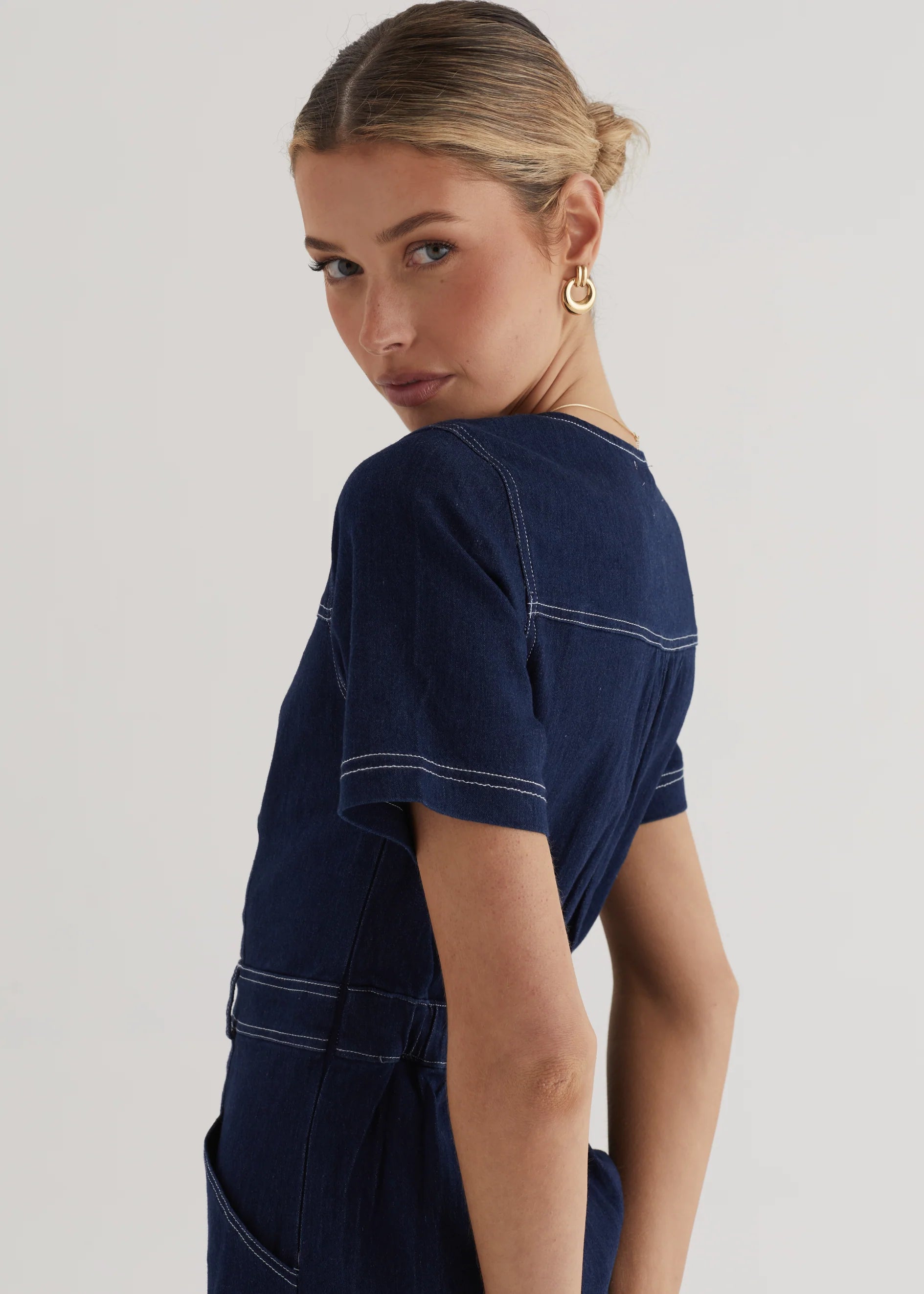 Petra Denim Midi Dress - Indigo