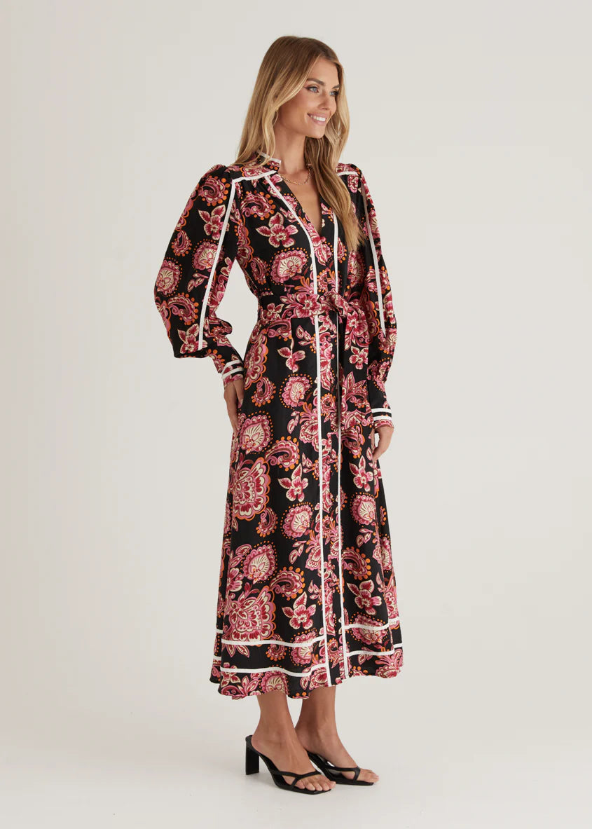 Corrina Maxi Dress - Black Paisley