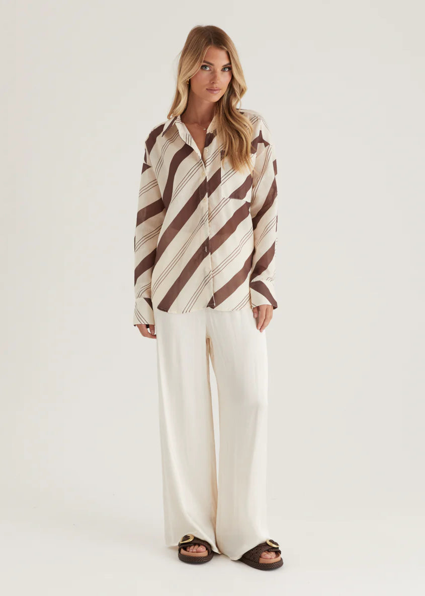 Jessa Shirt - Choc Stripe
