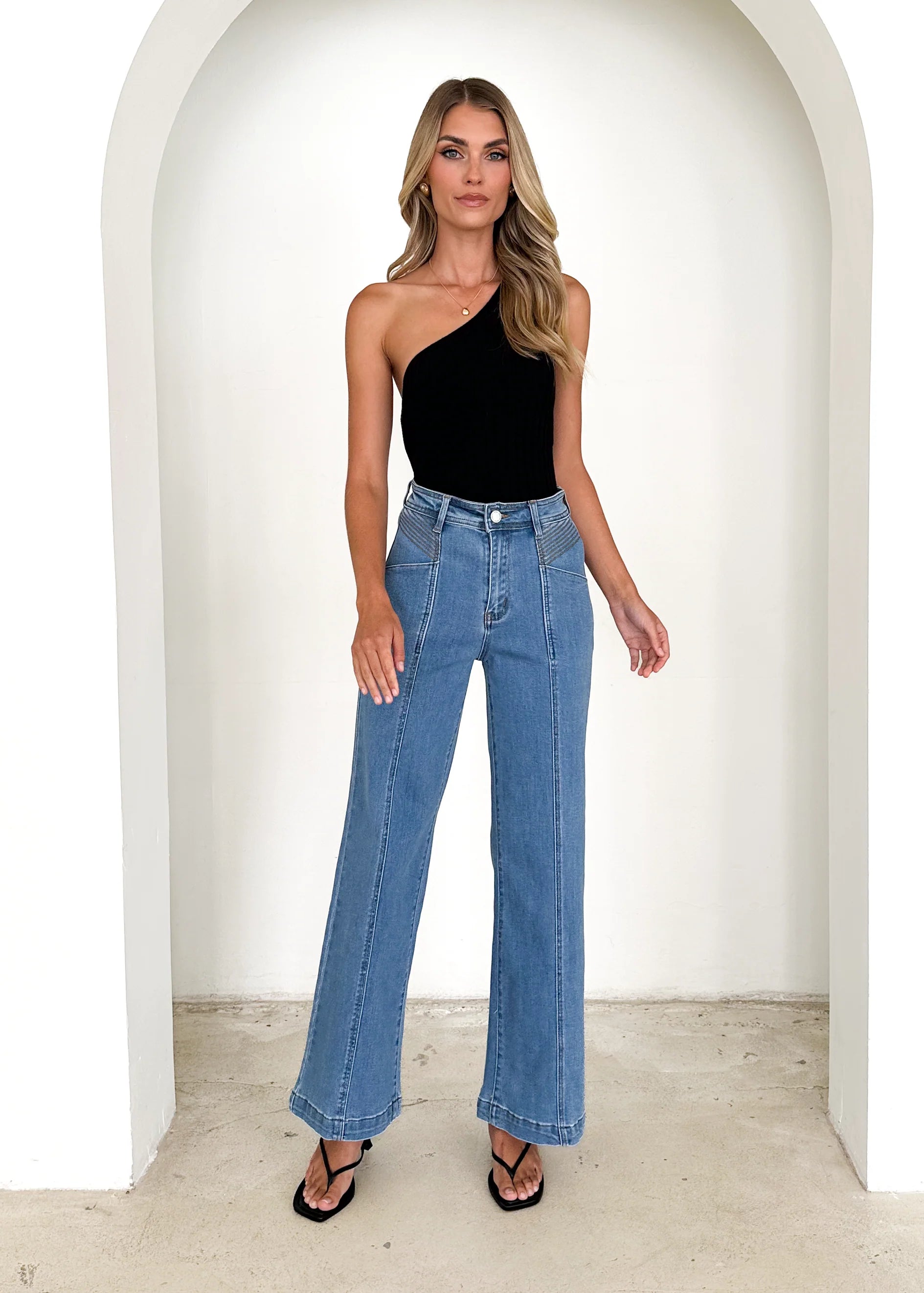 Jess Stretch Wide Leg Jeans - Light Blue