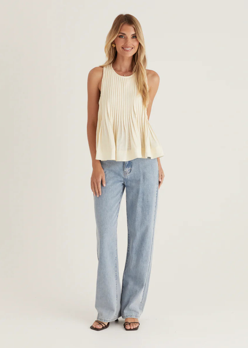 Norvina Pleated Top - Cream