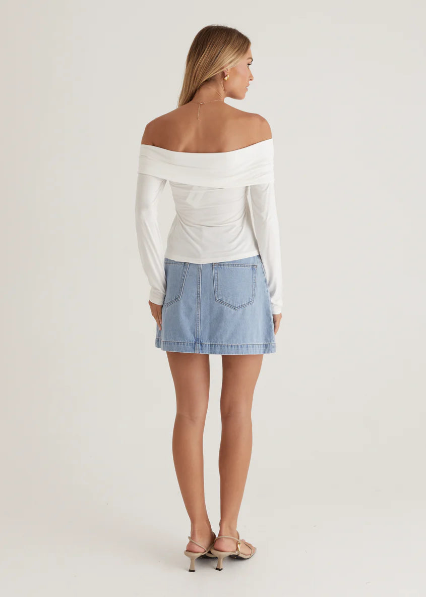 Saira Jersey Top - Off White
