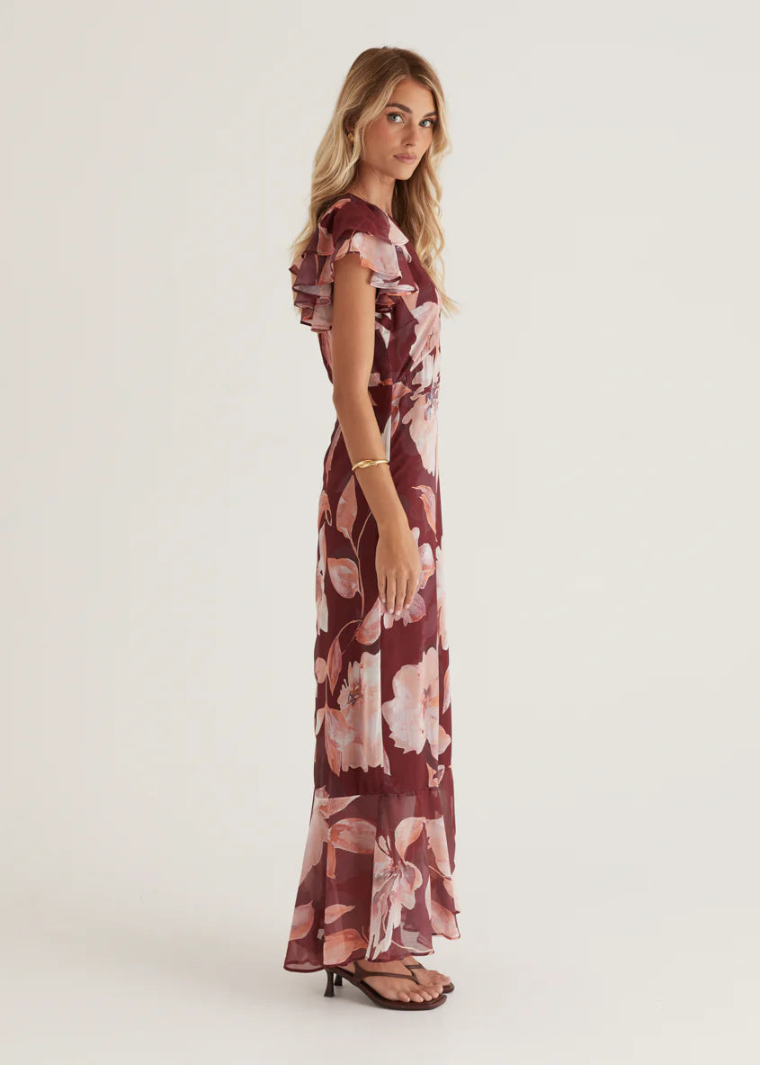 Rhapsody Maxi Dress - Burgundy Floral