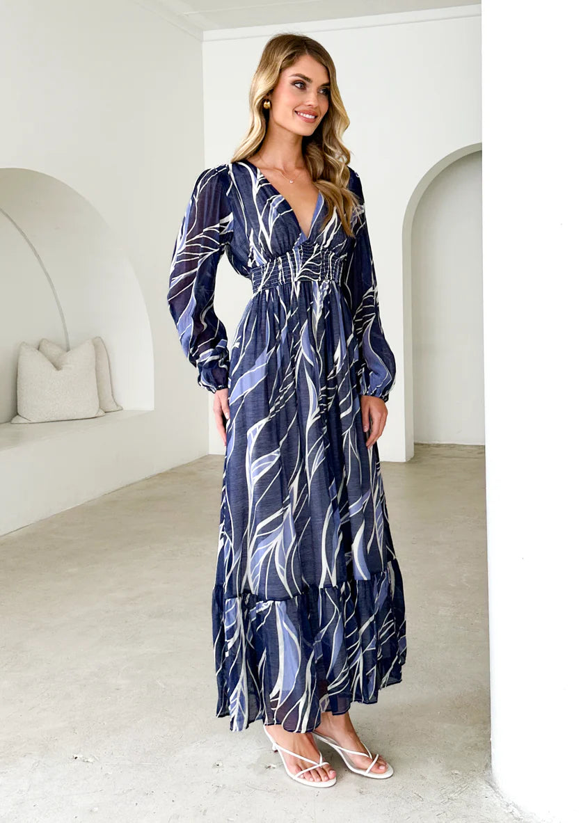 Skyline Maxi Dress - Navy Swirl