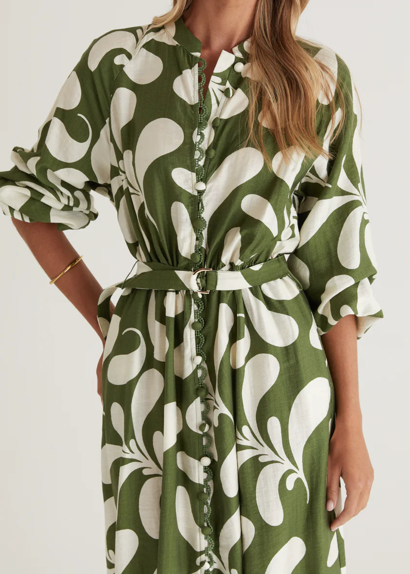 Shylah Midi Dress - Forest Swirl