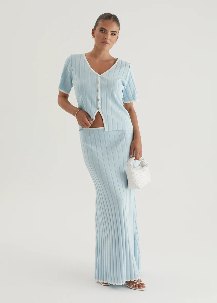 Yulia Knit Top - Sky Blue