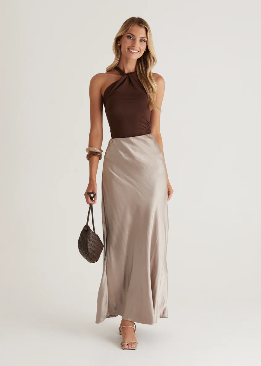 Rosalie Midi Skirt - Taupe