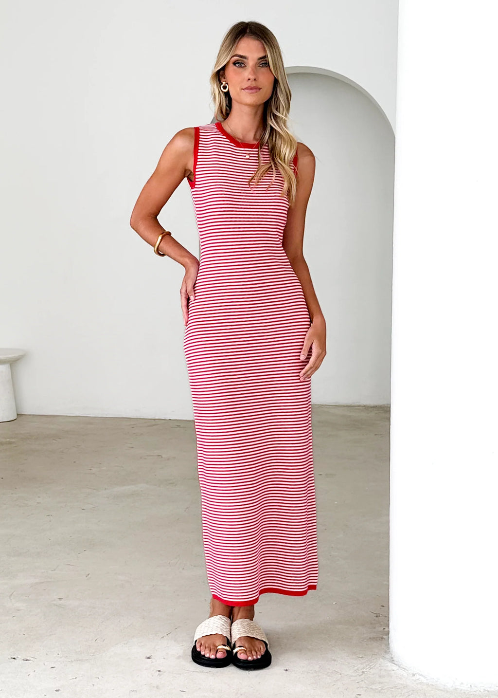 Elerey Knit Maxi Dress - Red Stripe