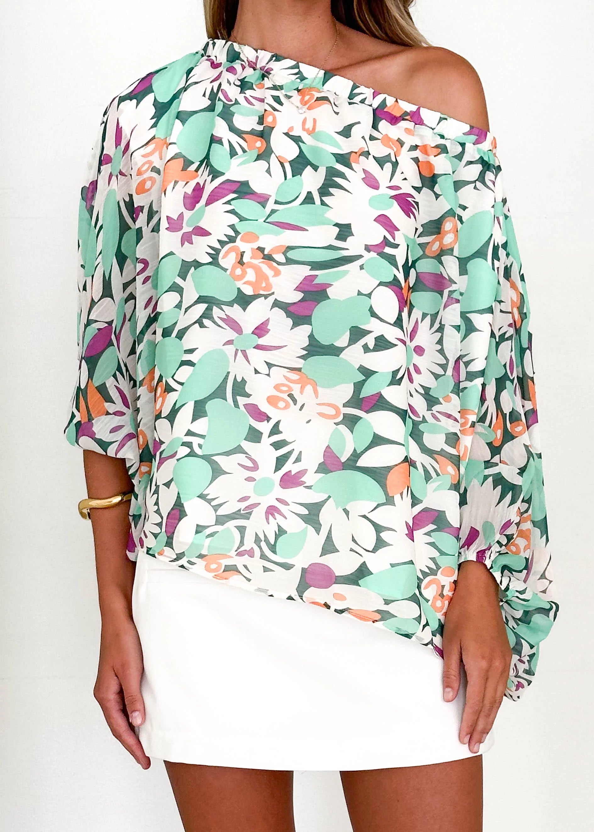 Bexley Off Shoulder Top - Rio Green