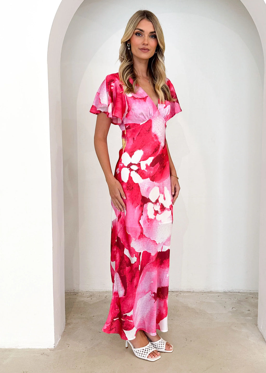 Mintoe Maxi Dress - Magenta Watercolour