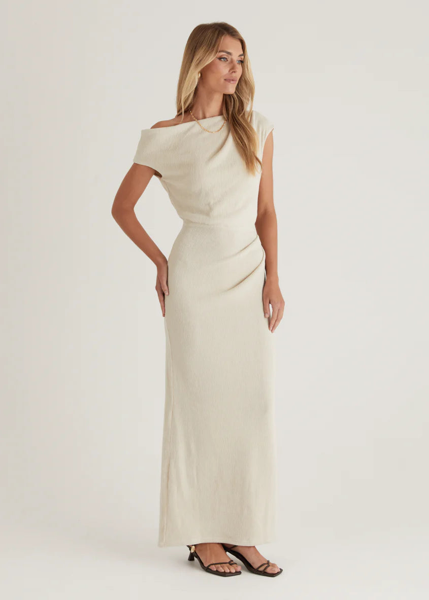 Tarni One Shoulder Maxi Dress - Oat