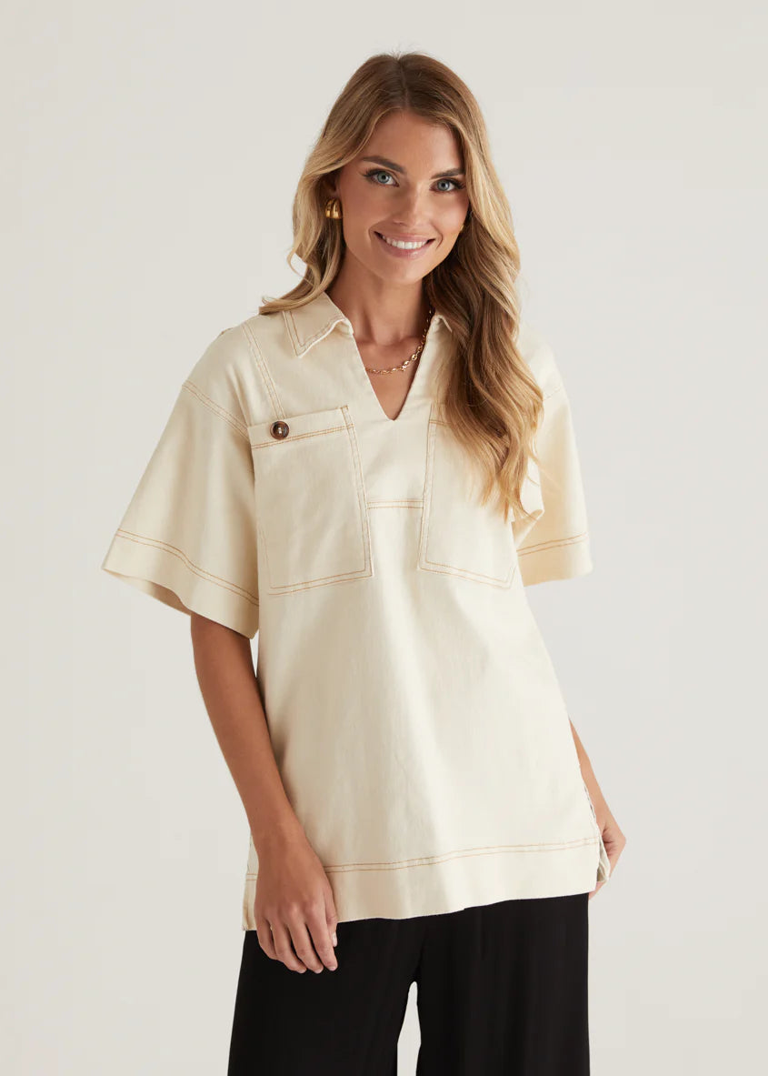 Caden Denim Shirt - Cream