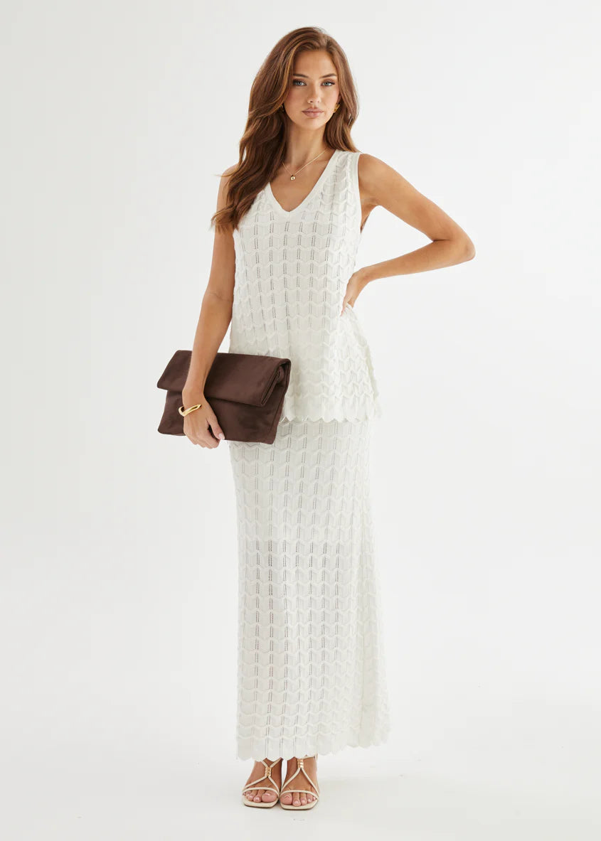 Nerida Knit Maxi Skirt - Off White