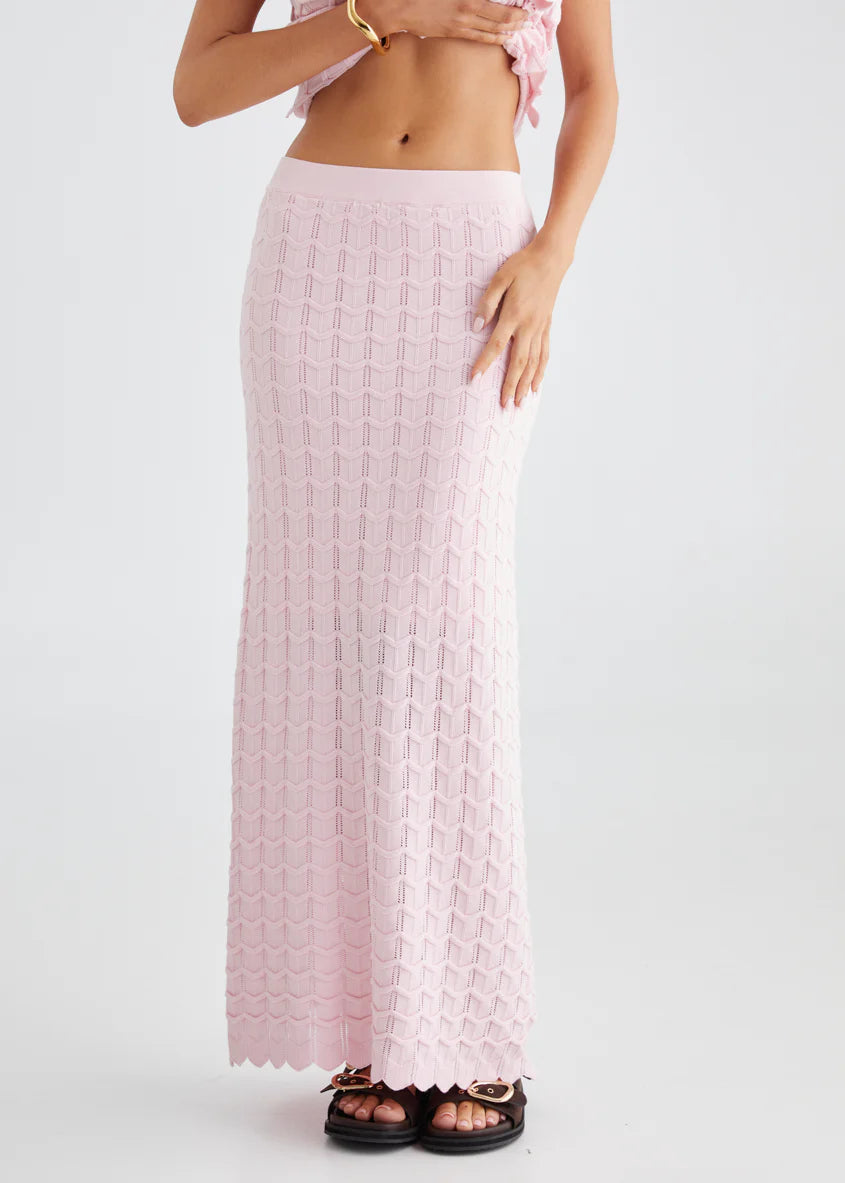 Nerida Knit Maxi Skirt - Pink