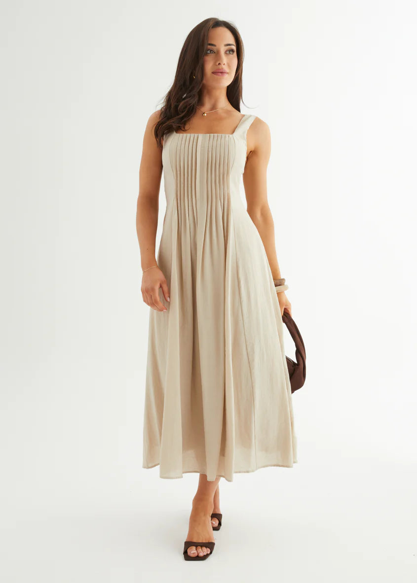 Neishia Midi Dress - Beige