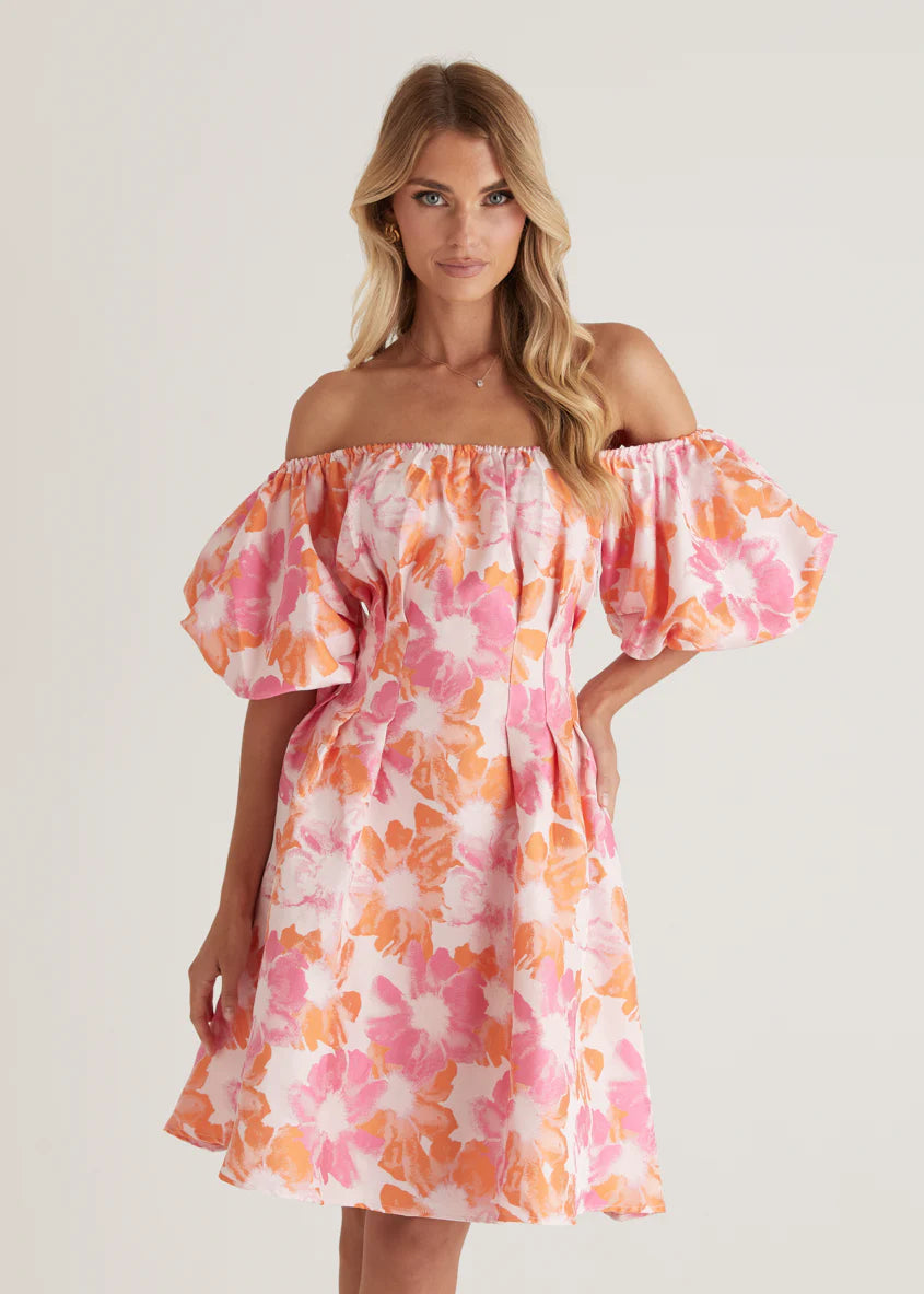 Xena Off Shoulder Dress - Sunset Floral