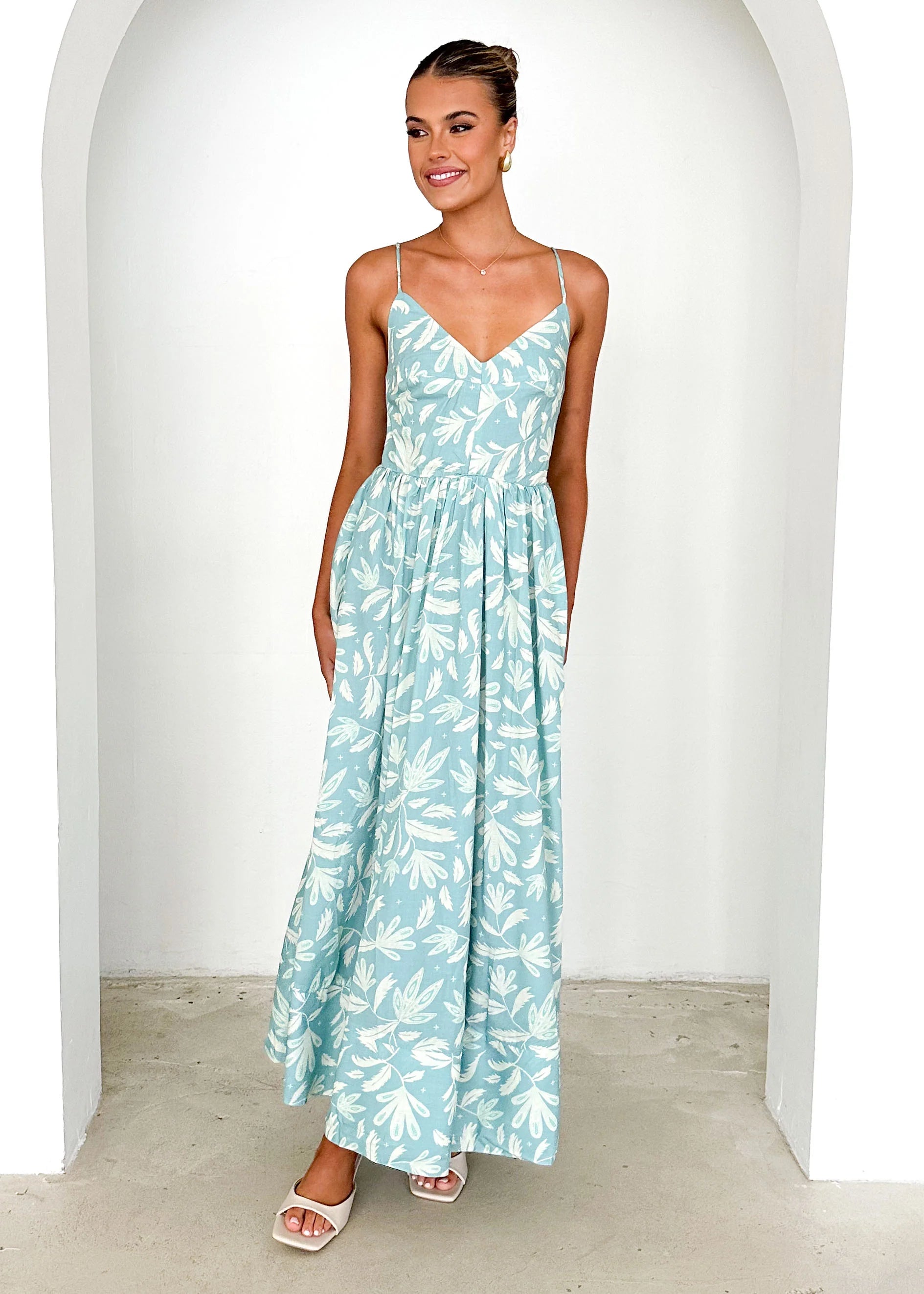 Madrid Maxi Dress - Blue Abstract