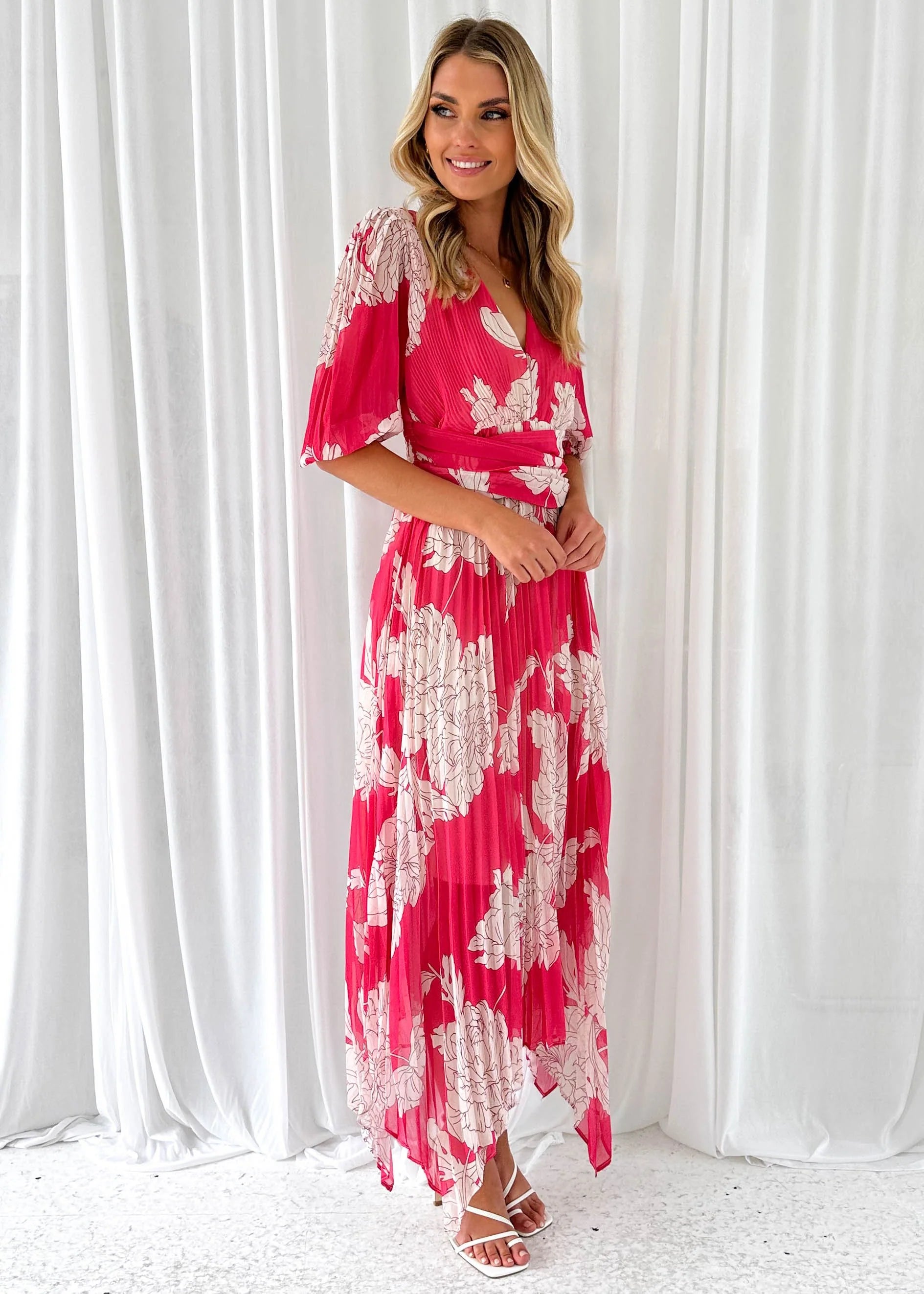 Twinker Midi Dress - Pink Floral