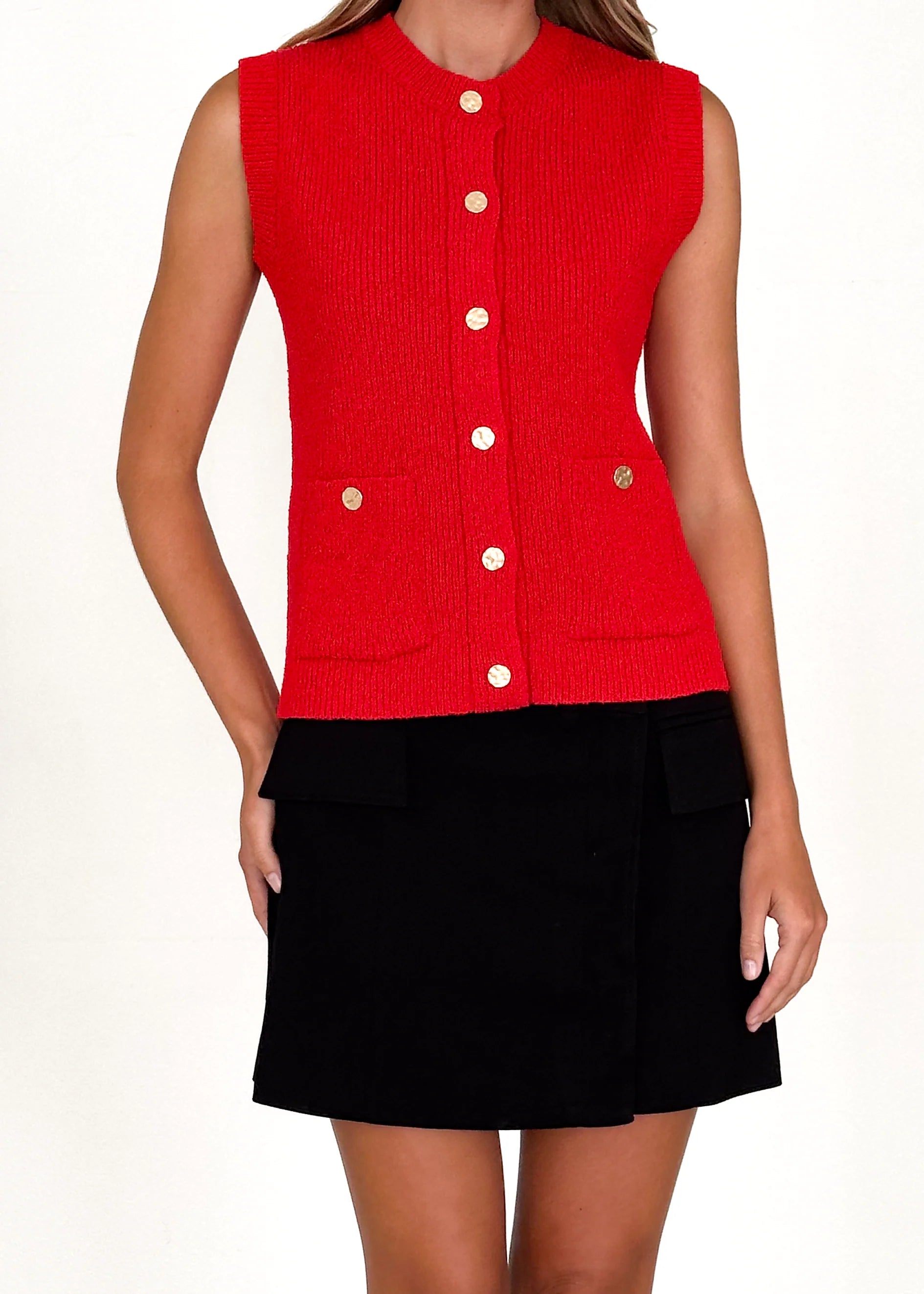 Wrennie Knitted Vest - Red