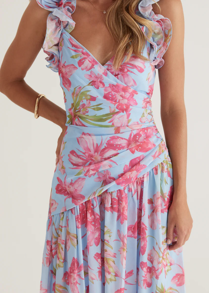 Lucine Maxi Dress - Blue Floral