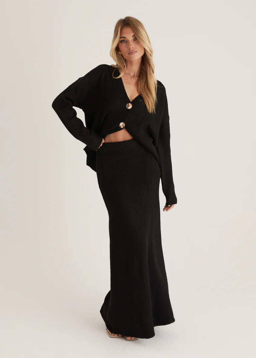 Stasia Knit Maxi Skirt - Black