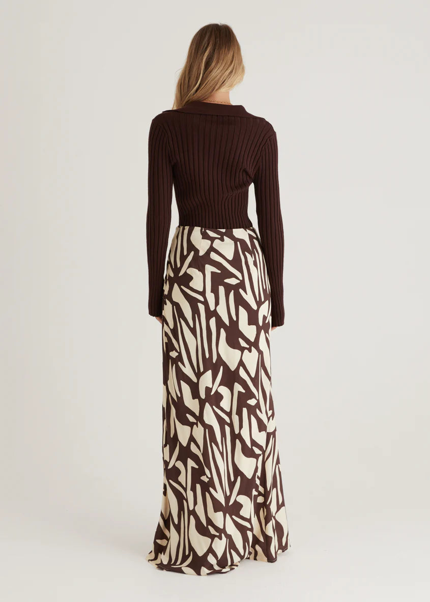 Vance Maxi Skirt - Choc Vanilla