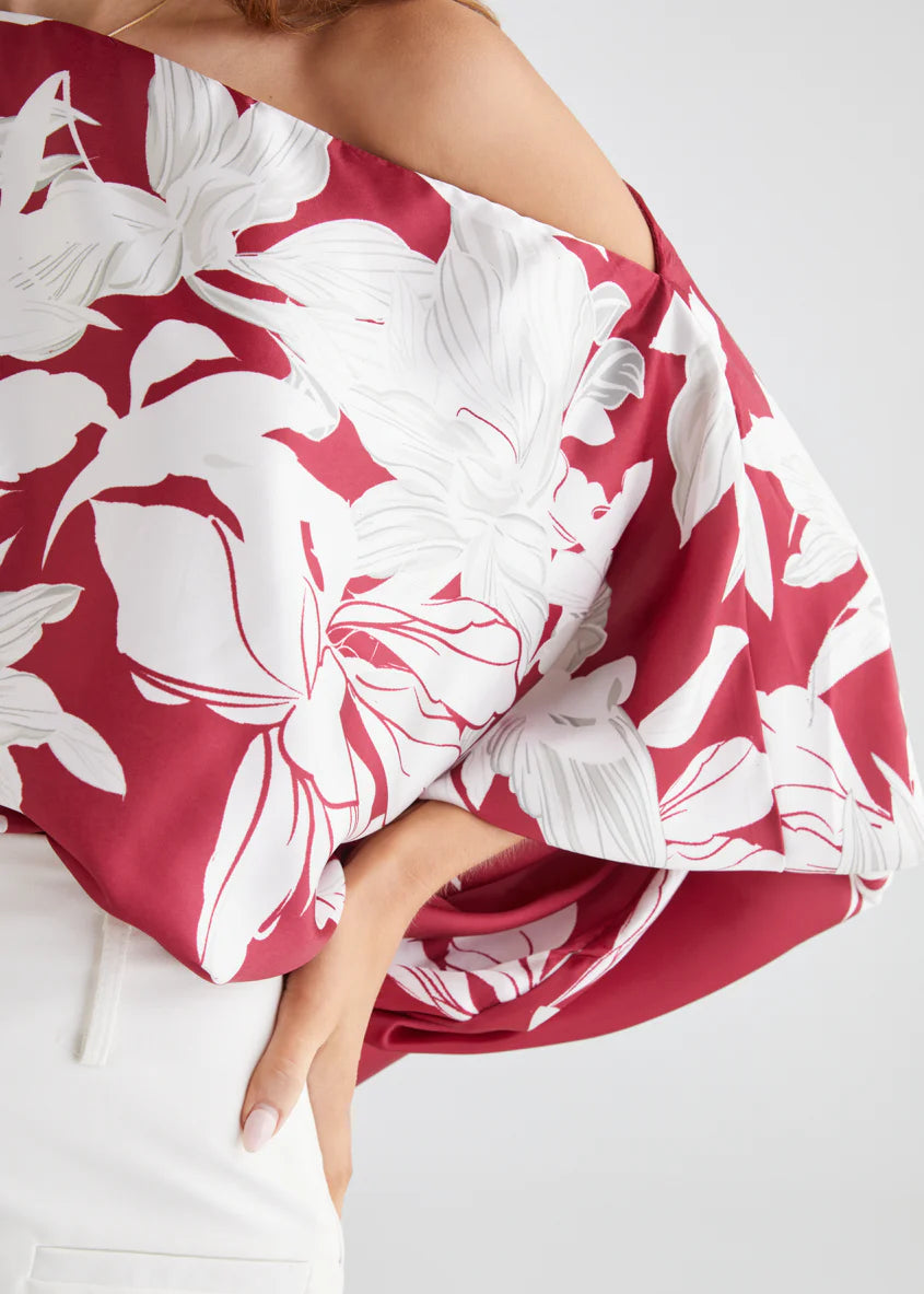 Maui Off Shoulder Top - Ruby Floral
