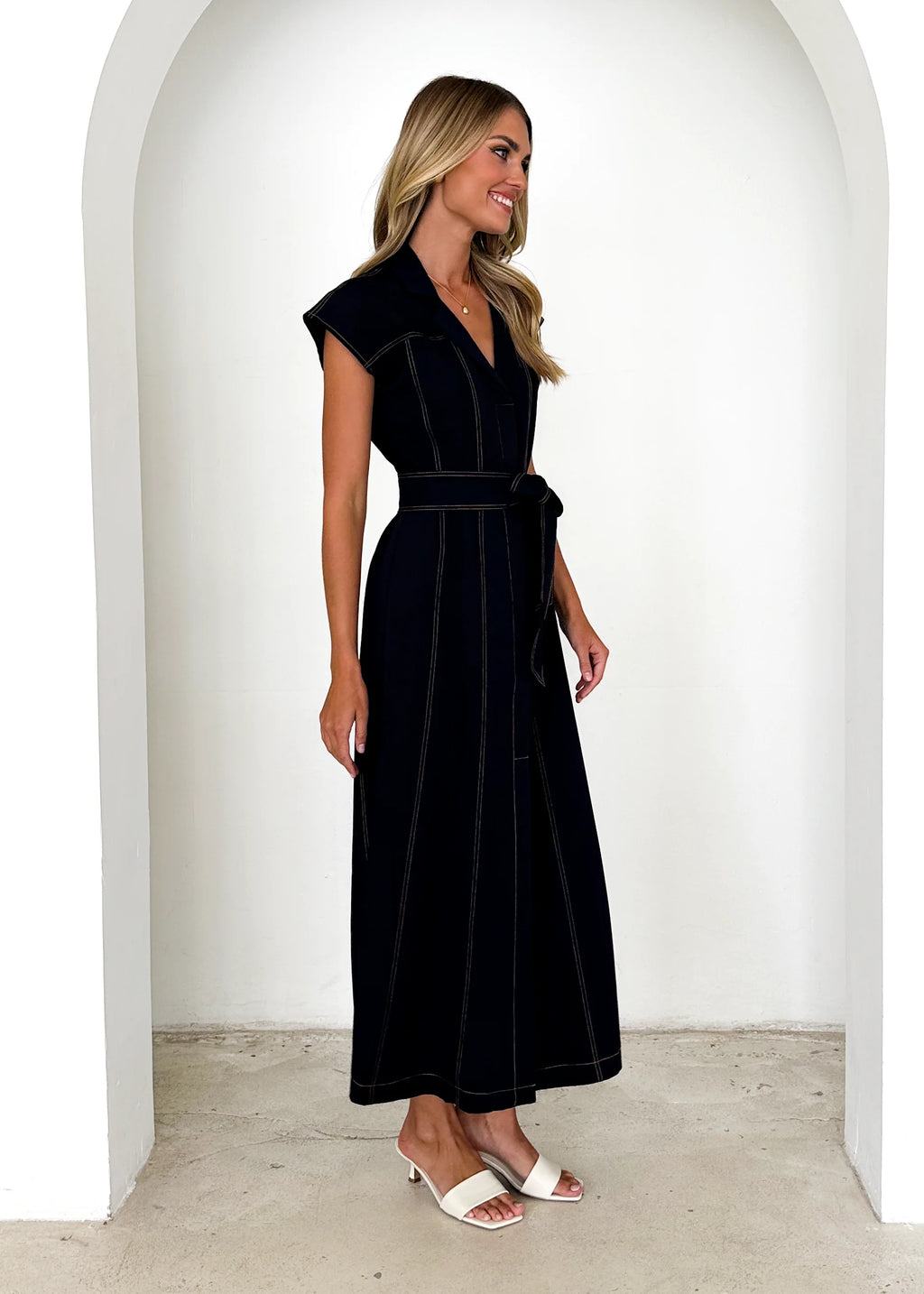 Chevron Midi Dress - Indigo