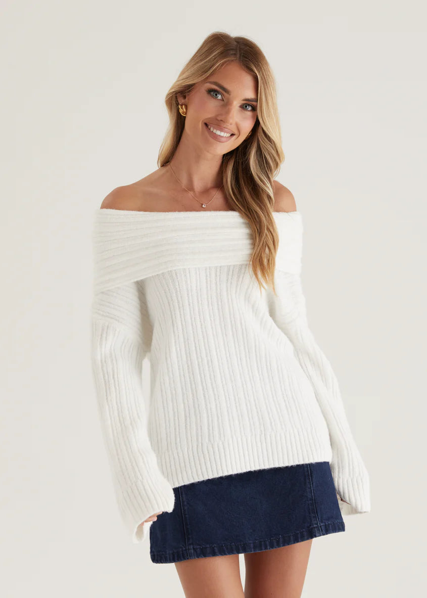 Natlie Off Shoulder Sweater - Off White