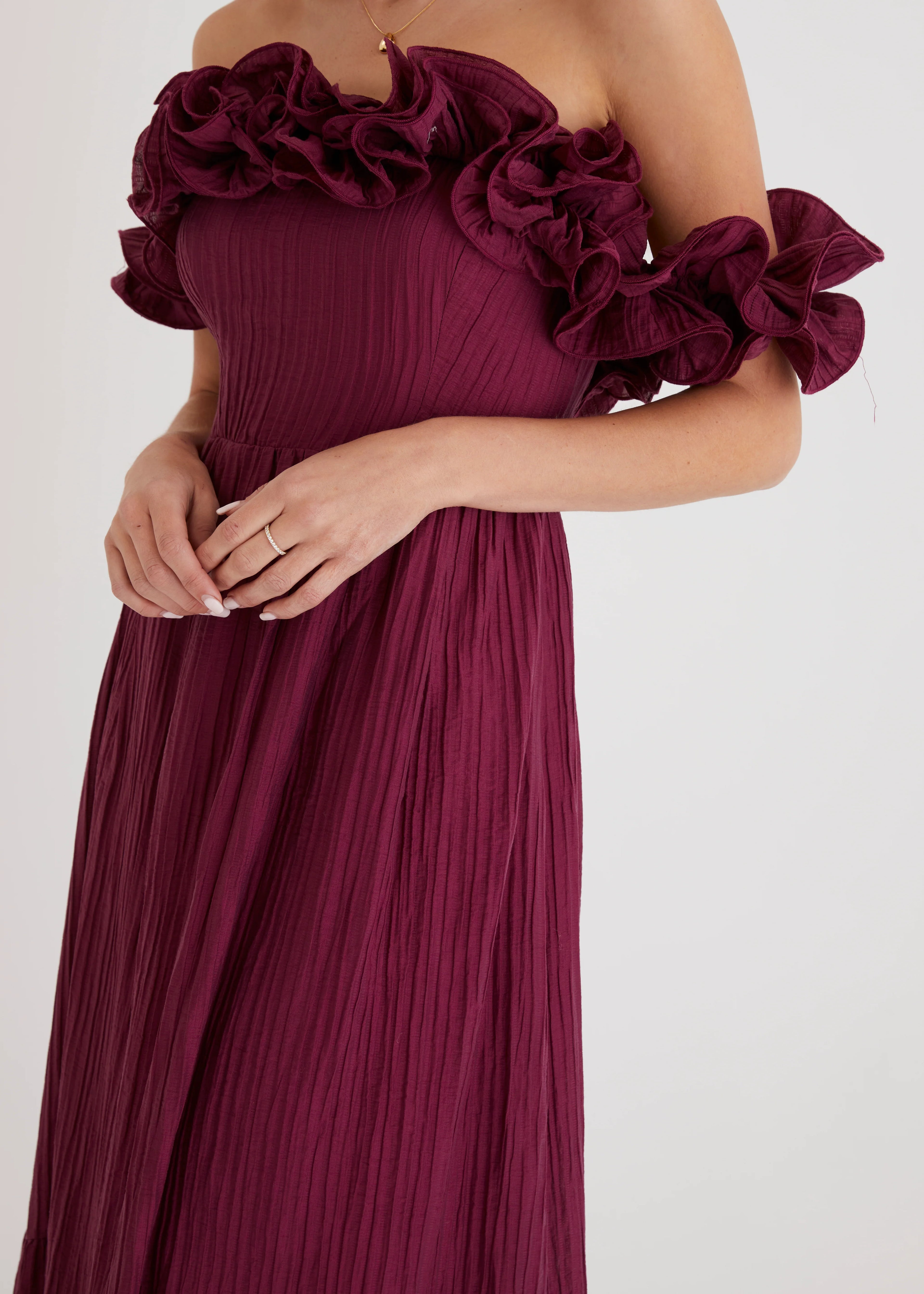Marlow Off Shoulder Maxi Dress - Mulberry